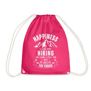 Hiking and Fox Terrier lover - Drawstring Bag - fuchsia - Front