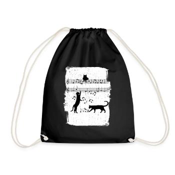 Cat Music Notes - Drawstring Bag - black - Front