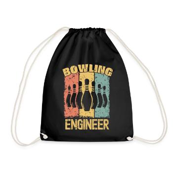 Bowling-Ingenieur retro - Turnbeutel - Schwarz - Vorne