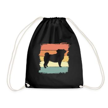 Mops retro - Turnbeutel - Schwarz - Vorne