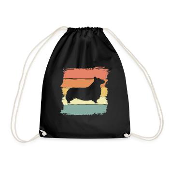 Corgi Retro - Turnbeutel - Schwarz - Vorne