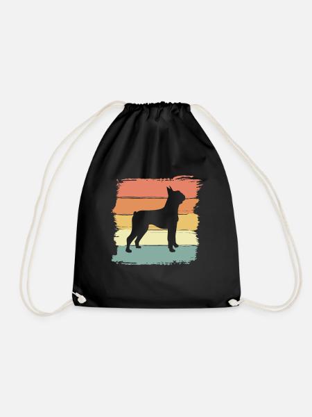 Boston-terrier retro - Drawstring Bag - black