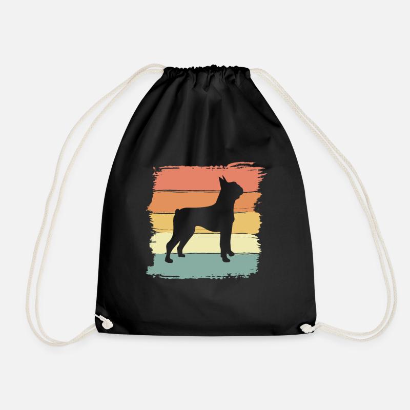 Boston-terrier retro - Drawstring Bag - black