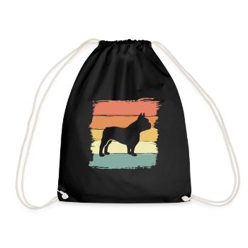 French-bulldog retro - Drawstring Bag - black - Front