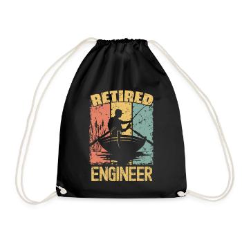 Fishing retired engineer - Drawstring Bag - black - Front