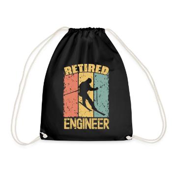 Skiing retired engineer - Drawstring Bag - black - Front
