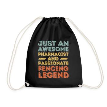 Pharmacist Fencing legend retro - Drawstring Bag - black - Front