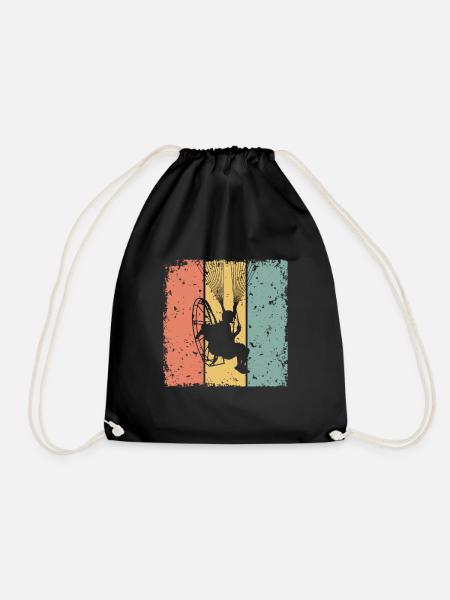 Paramotor retro - Drawstring Bag - black