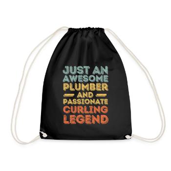 Plumber Curling legend retro - Drawstring Bag - black - Front