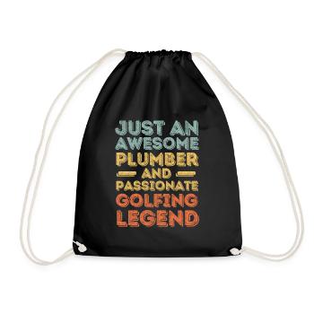 Plumber Golfing legend retro - Drawstring Bag - black - Front