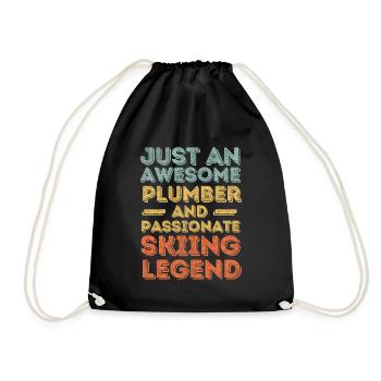 Plumber Skiing legend retro - Drawstring Bag - black - Front
