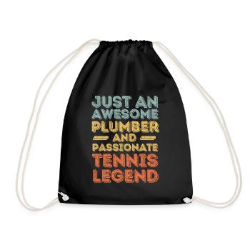 Plumber Tennis legend retro - Drawstring Bag - black - Front