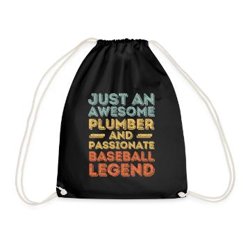 Plumber Baseball legend retro - Drawstring Bag - black - Front