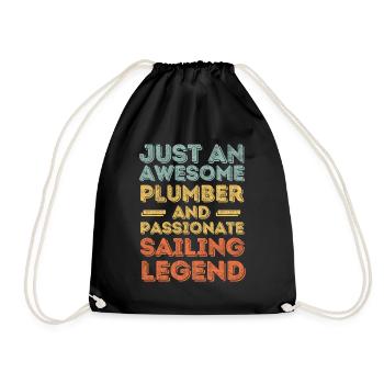 Plumber Sailing legend retro - Drawstring Bag - black - Front