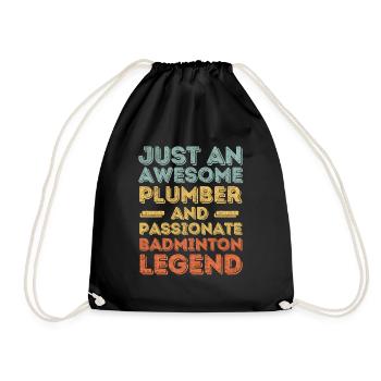 Plumber Badminton legend retro - Drawstring Bag - black - Front