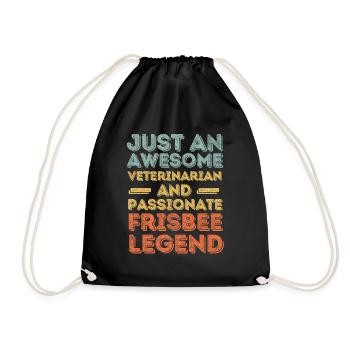 Veterinarian Frisbee legend retro - Drawstring Bag - black - Front