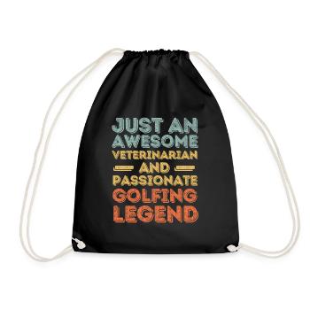 Tierarzt Golflegende retro - Turnbeutel - Schwarz - Vorne