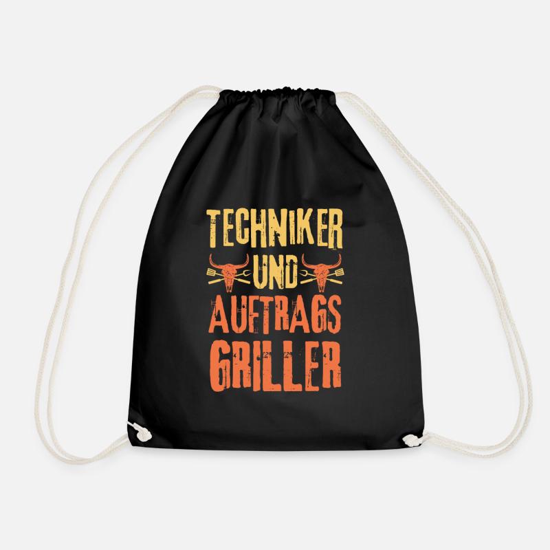 Techniker und Grillen - Turnbeutel - Schwarz