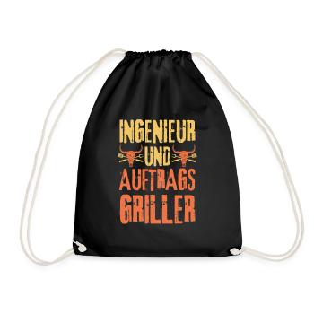 Ingenieur und Grillen - Turnbeutel - Schwarz - Vorne