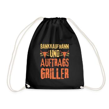 Bankkaufmann und Grillen - Turnbeutel - Schwarz - Vorne