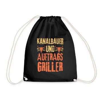 Kanalbauer und Grillen - Turnbeutel - Schwarz - Vorne