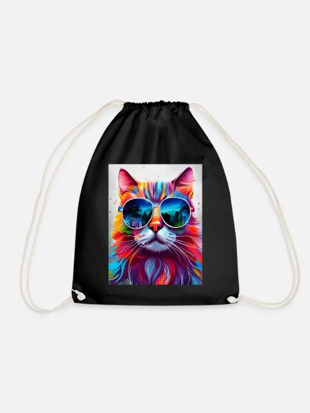 Katze mit Sonnenbrille - Turnbeutel - Schwarz
