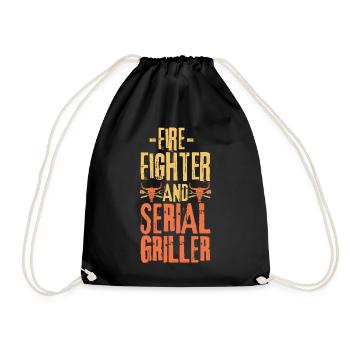 Fire-fighter and Serial Griller - Drawstring Bag - black - Front