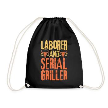 Laborer and Serial Griller - Drawstring Bag - black - Front