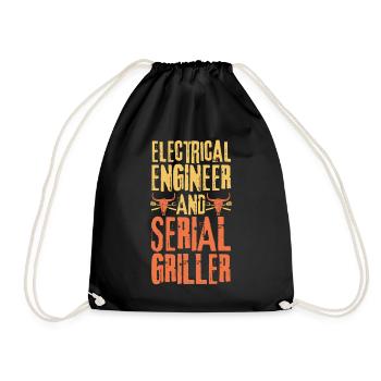 Electrical-engineer and Serial Griller - Drawstring Bag - black - Front