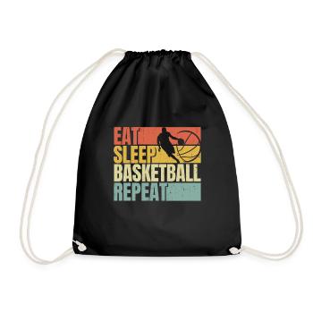 Essen Schlaf Basketball wiederholen - Turnbeutel - Schwarz - Vorne