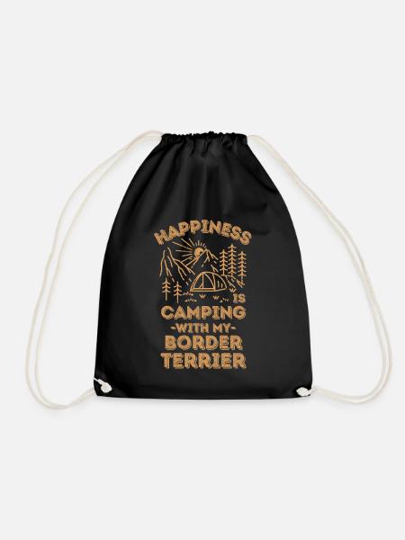Camping mit Border-Terrier - Turnbeutel - Schwarz