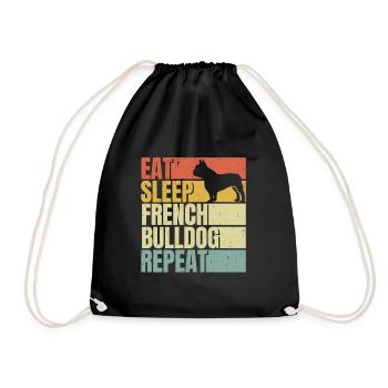 Eat sleep French-bulldog repeat - Drawstring Bag - black - Front