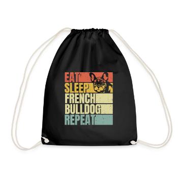 Manger dormir Bouledogue français répéter - Sac de sport léger - noir - Devant