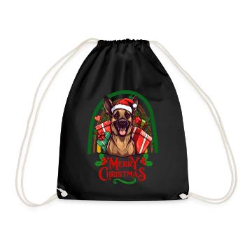 German Shepherd Christmas - Drawstring Bag - black - Front