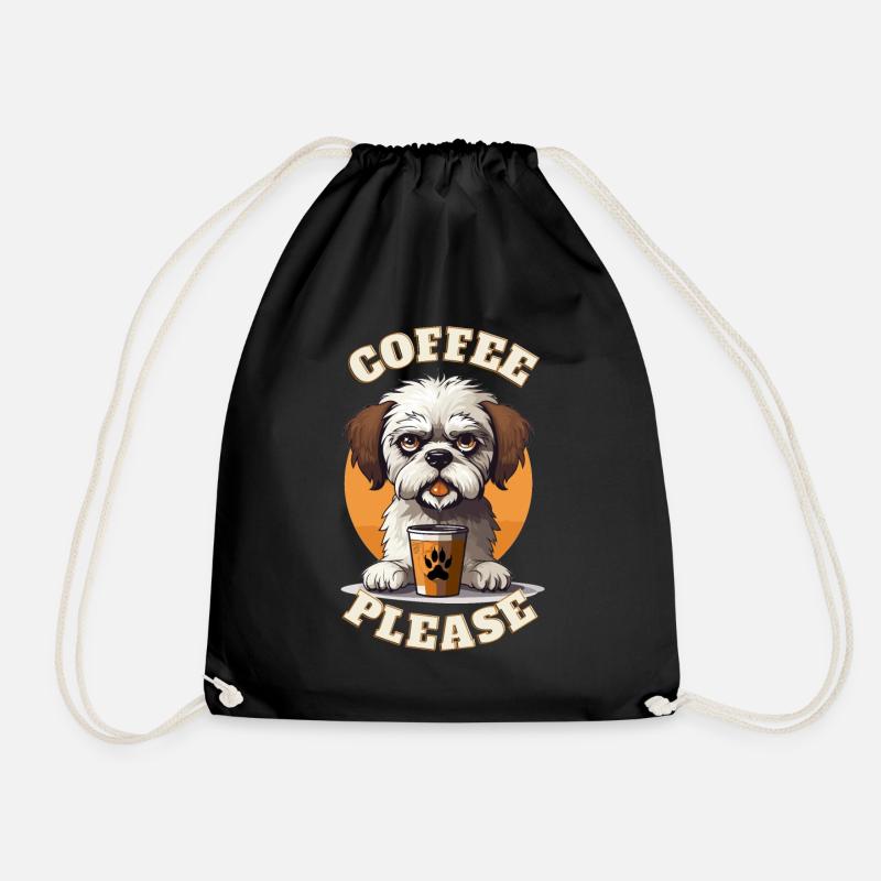Coffee Please Dog - Turnbeutel - Schwarz