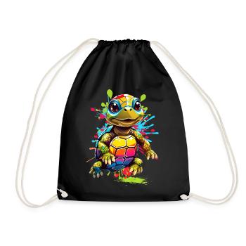 Turtle - Drawstring Bag - black - Front