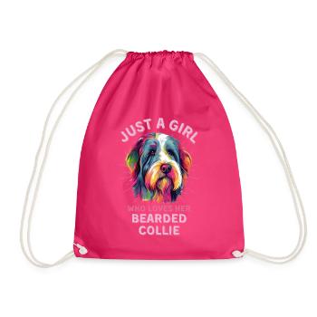 Collie barbu Amants Collie barbu coloré Kun - Sac de sport léger - fuchsia - Devant