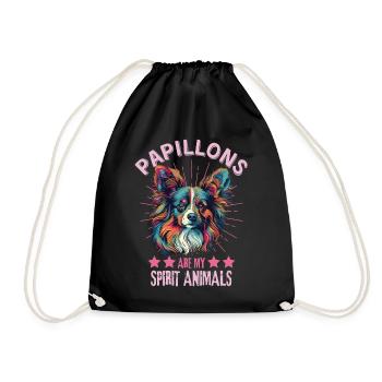 Papillon Dog Lover Colorful Miniature Spaniel - Drawstring Bag - black - Front