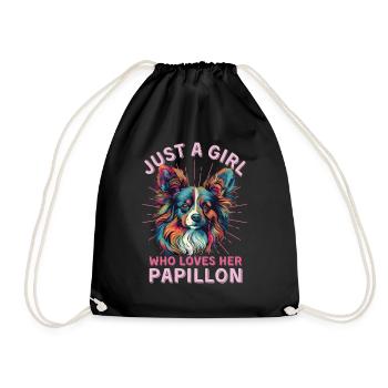 Papillon Dog Lover Colorful Miniature Spaniel - Drawstring Bag - black - Front