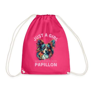 Papillon Hund Liebhaber Bunter Zwergspaniel - Turnbeutel - Fuchsia - Vorne
