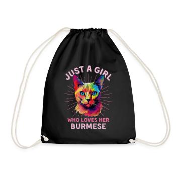 Burma Katze Liebhaber Bunte Burma Katze - Turnbeutel - Schwarz - Vorne