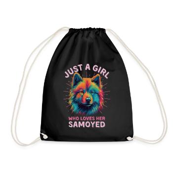 Samoyed Lover Colorful Samoyed - Drawstring Bag - black - Front