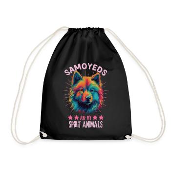 Samoyed Lovers Colorful Samoyed - Drawstring Bag - black - Front