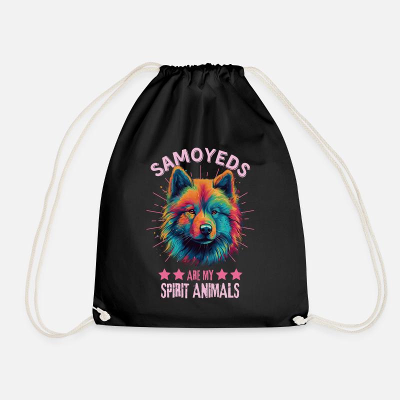 Samojede Liebhaber Bunter Samojede - Turnbeutel - Schwarz