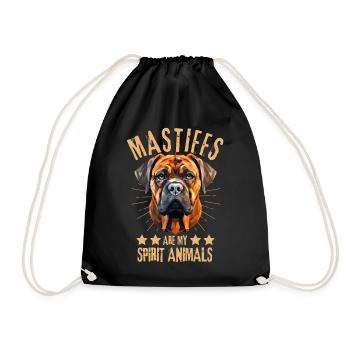 Mastiff Lover Geometry Mastiff Art - Drawstring Bag - black - Front