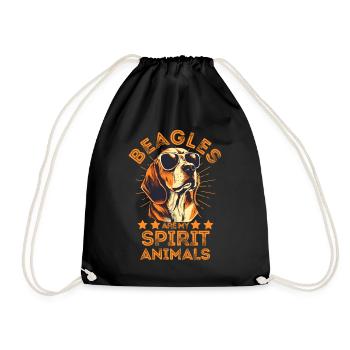 Beagle with sunglasses - Drawstring Bag - black - Front