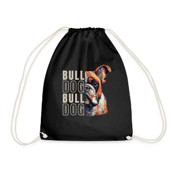 Bulldogge Liebhaber Geometrie Bulldogge Kunst - Turnbeutel - Schwarz - Vorne