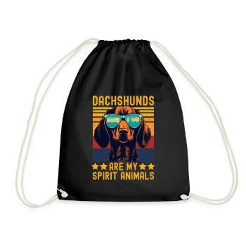 Dackel mit sonnenbrille retro - Turnbeutel - Schwarz - Vorne