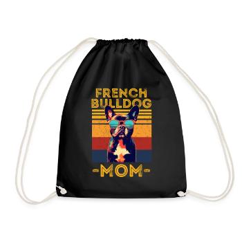 French bulldog with sunglasses retro - Drawstring Bag - black - Front