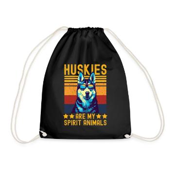 Husky mit sonnenbrille retro - Turnbeutel - Schwarz - Vorne